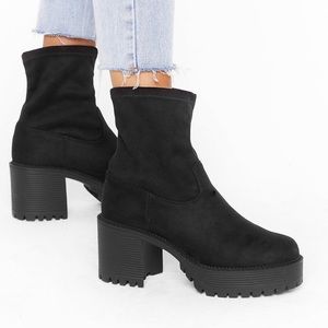 Nasty Gal Faux Suede Sock Boots (NWT)